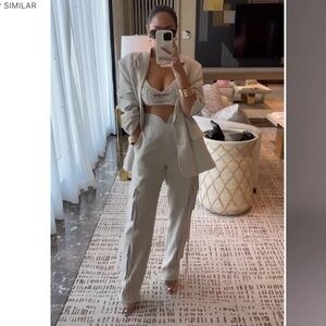 JLUXLABEL Cream Cargo Trousers